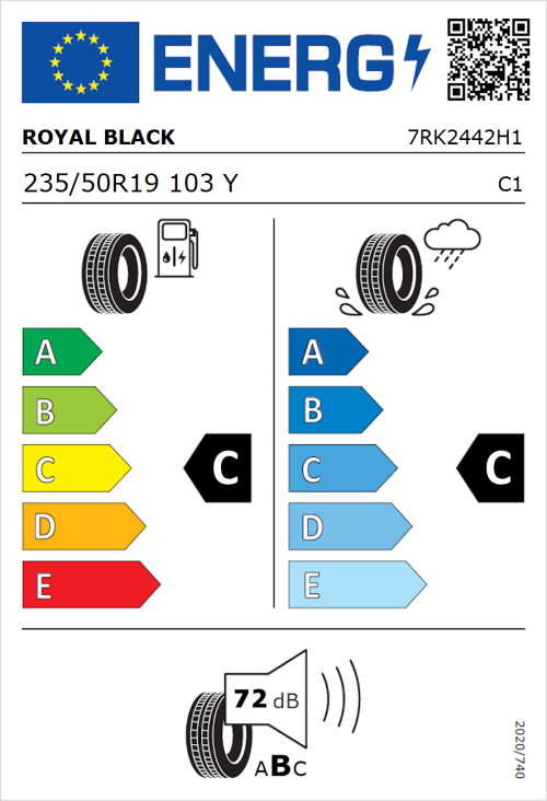 Tyre Label for Royal Black Explorer II 235/50R19 103Y